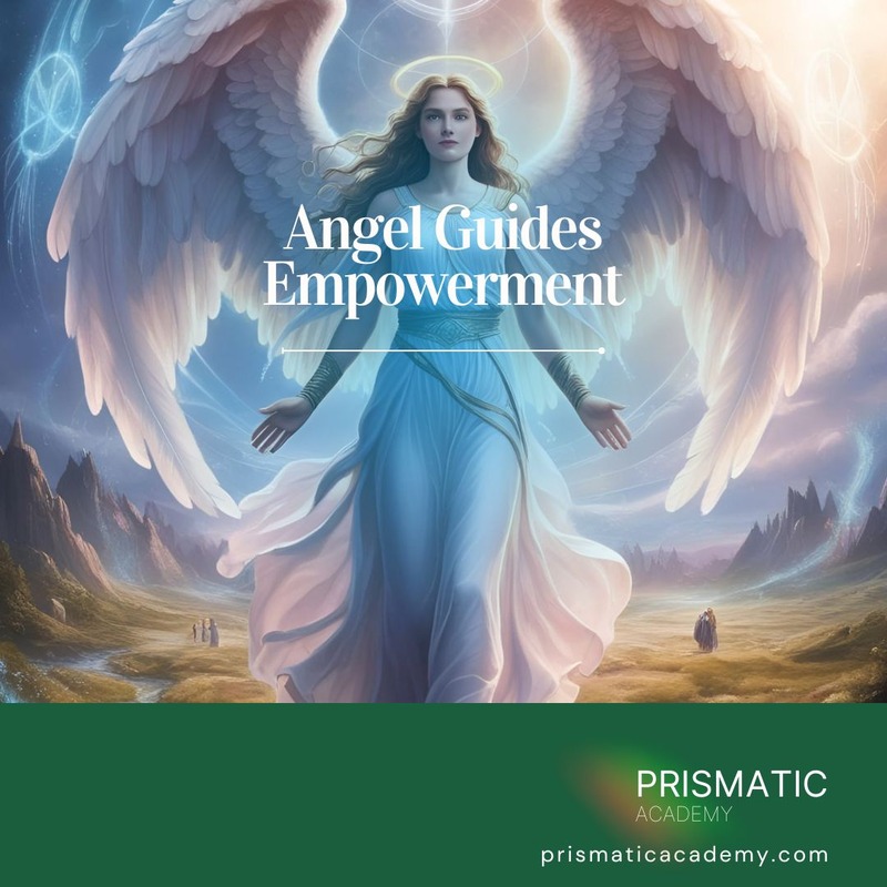 Golden-winged guardian angels surrounding a person for the Angel Guides Empowerment