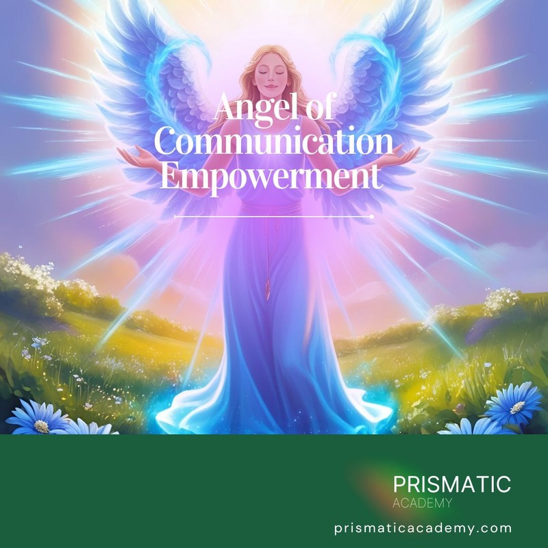 Sky-blue angel radiating throat light for the Angel of Communication and Expression Empowerment