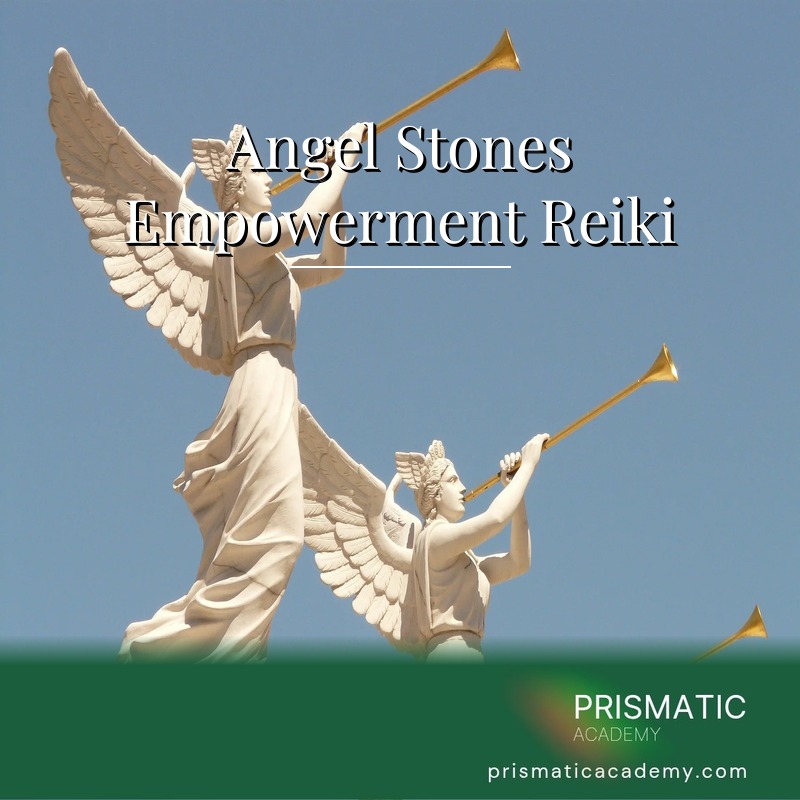 Floating opalescent angel crystal stones with tiny halos for the Angel Stones Empowerment Reiki