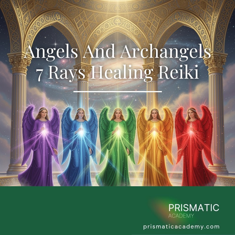 Seven archangels radiating rainbow rays for the Angels and Archangels 7 Rays Healing Reiki