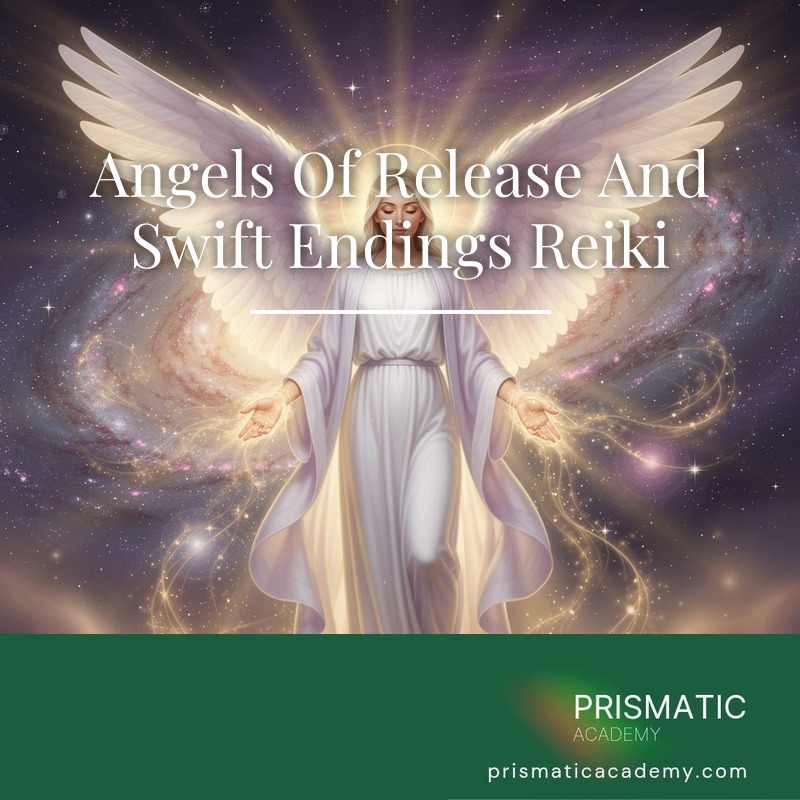 Angel releasing doves at dusky-rose twilight for the Angels of Release and Swift Endings Reiki