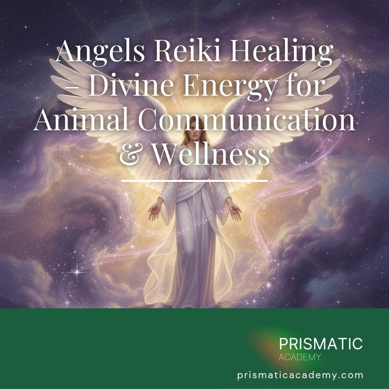 Angel with glowing animals in amber light for the Angels Reiki Healing for animals attunement