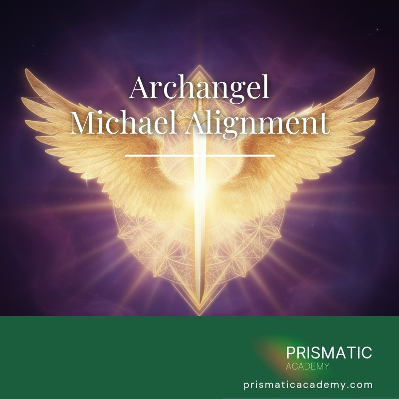 Archangel Michael with a blue flaming sword and shield for Archangel Michael Alignment