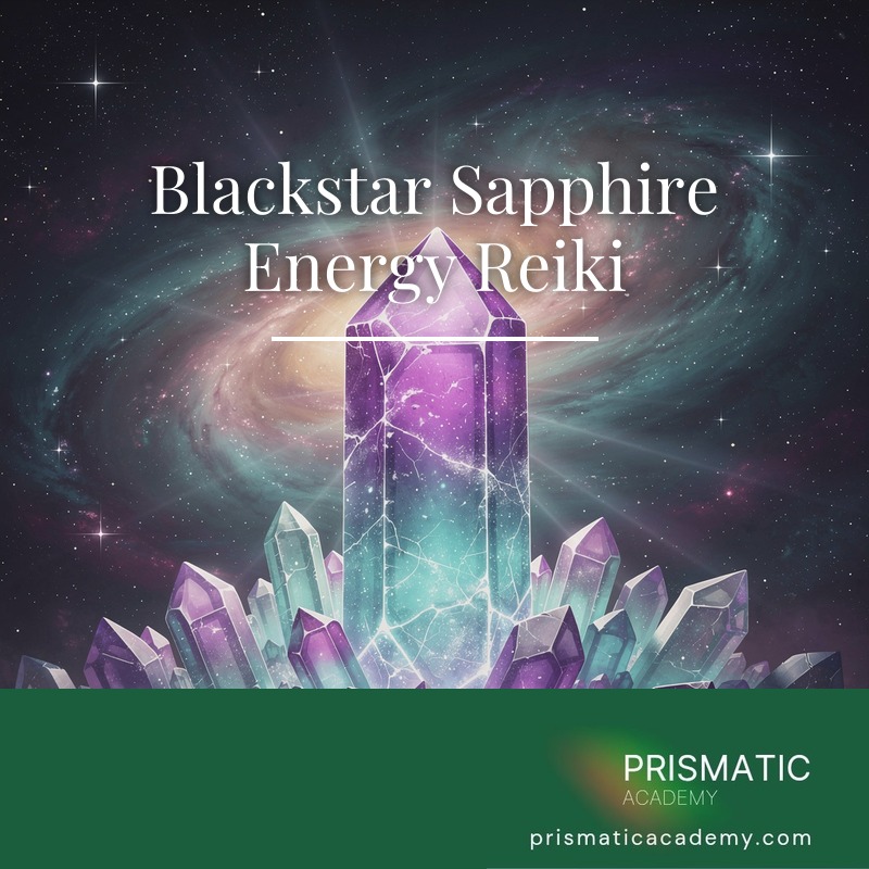 Black star sapphire gem with sapphire-blue star gleam for Blackstar Sapphire Energy Reiki