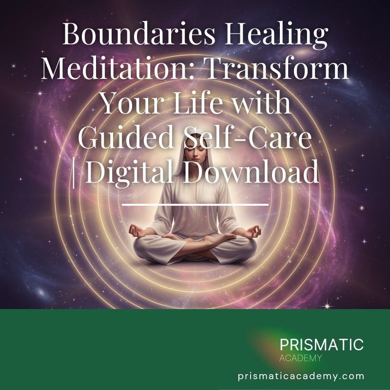 Meditating figure within a glowing lavender protective circle for the Boundaries Healing Meditation attunement