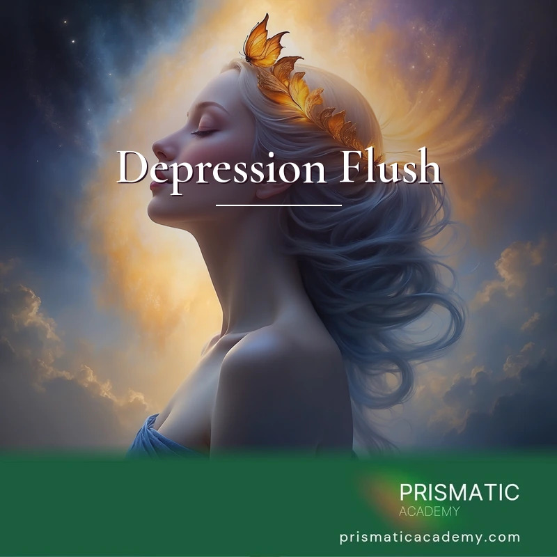 Depression Flush distance Reiki attunement, A cleansing energetic flush that breaks up stagnant, clogged emotional energy tied to heavy, low moods and lifts the spi by Prismatic Flower Essences