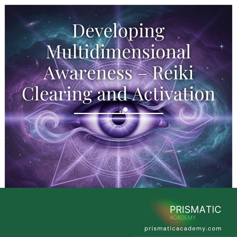 Figure before layered deep-violet cosmic dimensional portals for Developing Multidimensional Awareness