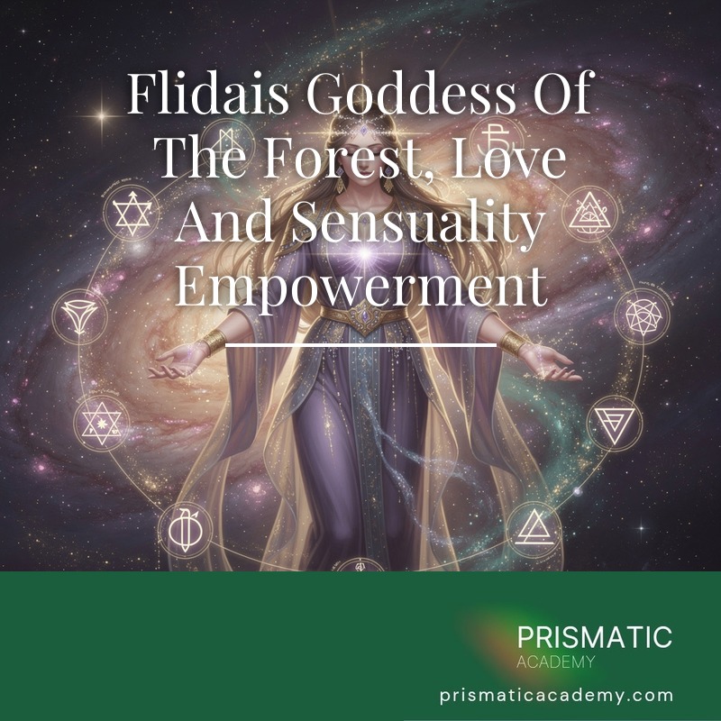 Flidais forest goddess with a deer in golden woodland light for the Flidais empowerment