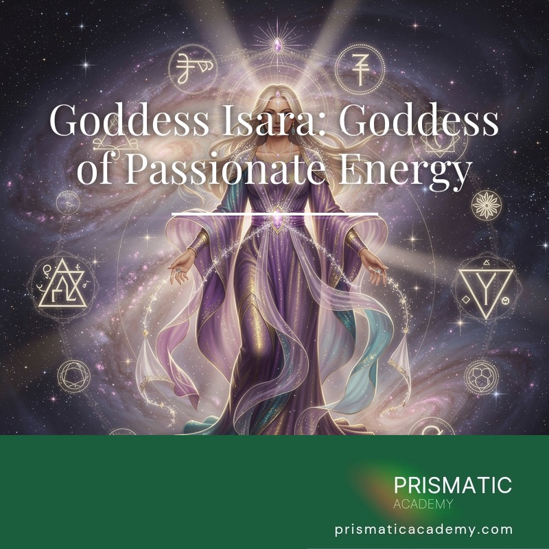 Goddess Isara wreathed in crimson flames of passion for the Goddess Isara attunement