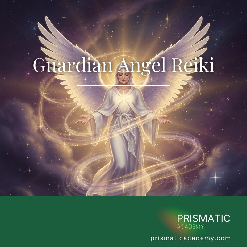 Ivory-peach winged guardian angel sheltering a person for Guardian Angel Reiki