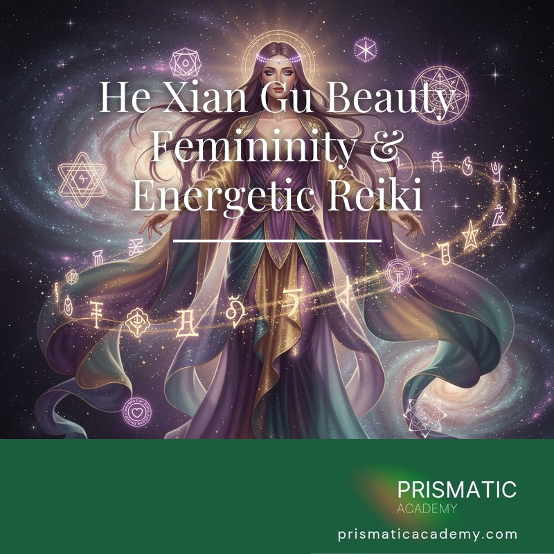 Chinese immortal He Xian Gu holding a glowing lotus for the He Xian Gu Beauty Femininity Reiki
