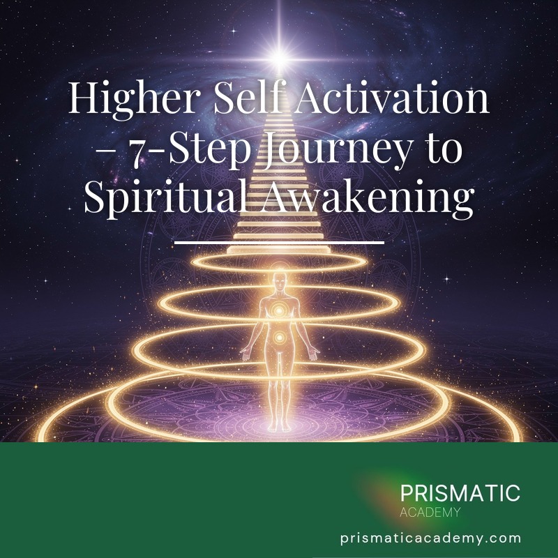 Golden staircase of light rising to a radiant higher self for the Higher Self Activation journey