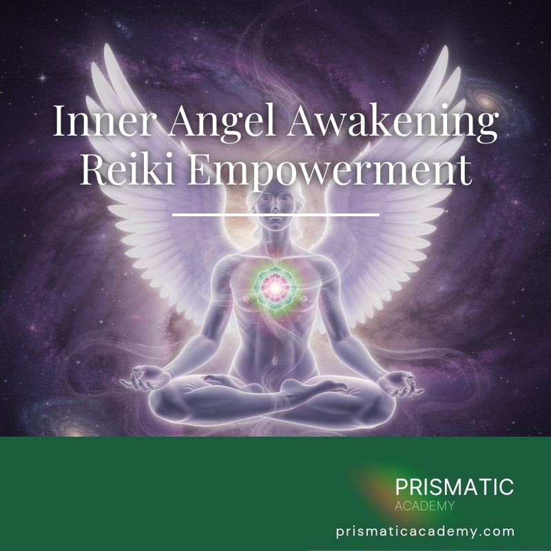 Pearl-white soul unfurling luminous angel wings for the Inner Angel Awakening Reiki Empowerment