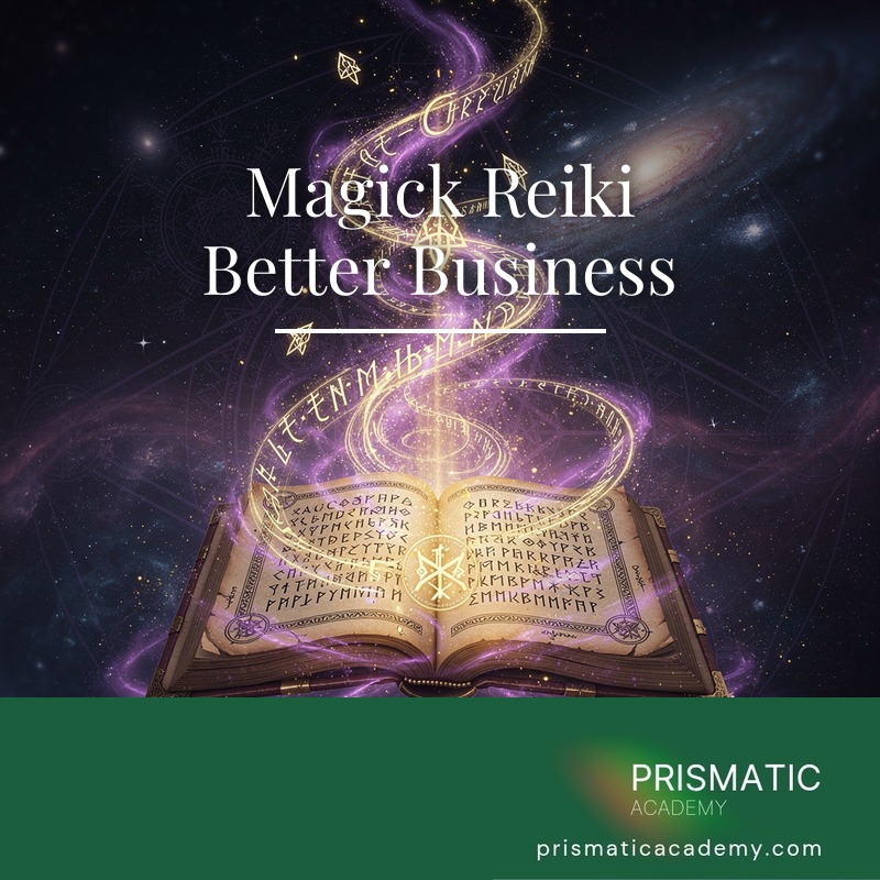Rising teal graph and arrow of light for Magick Reiki Better Business
