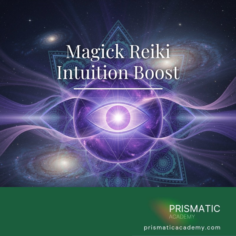 Glowing violet third eye opening for Magick Reiki Intuition Boost