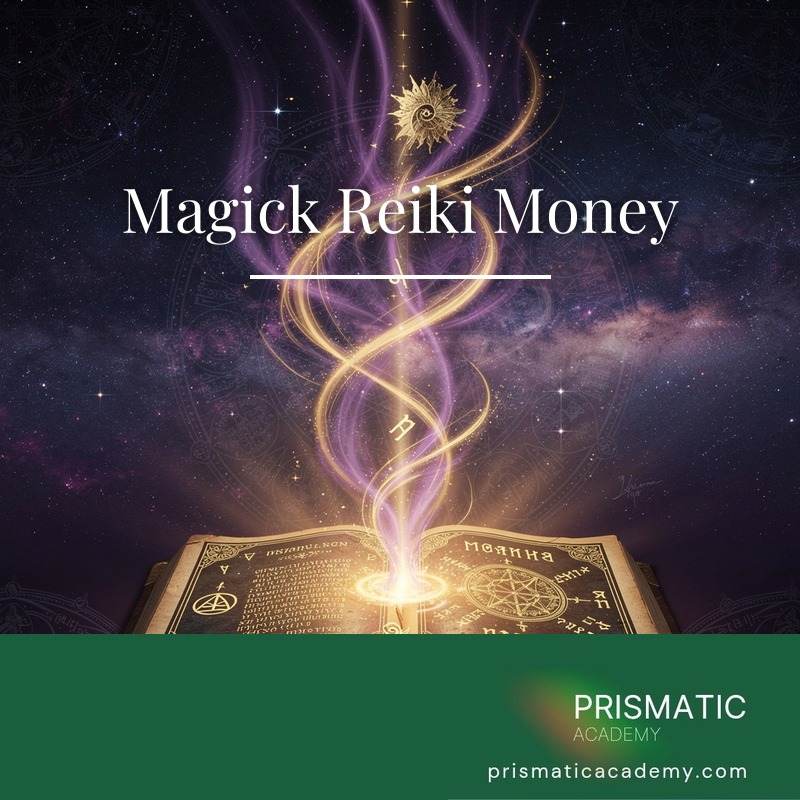 Falling metallic gold coins in golden light for Magick Reiki Money
