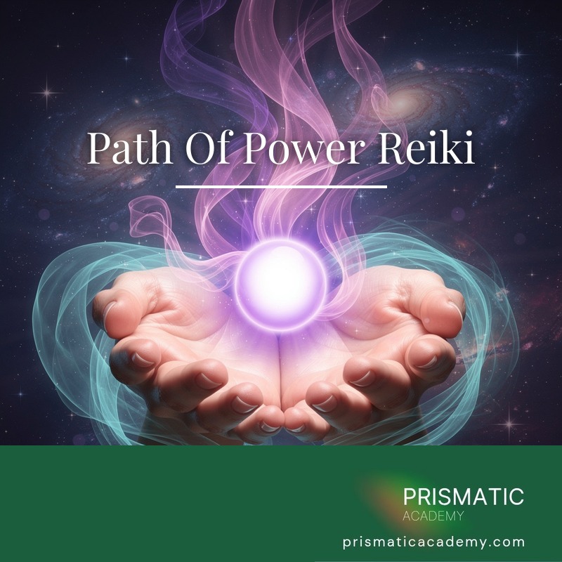 Fiery orange path of light leading to a mountain of power for the Path of Power Reiki attunement