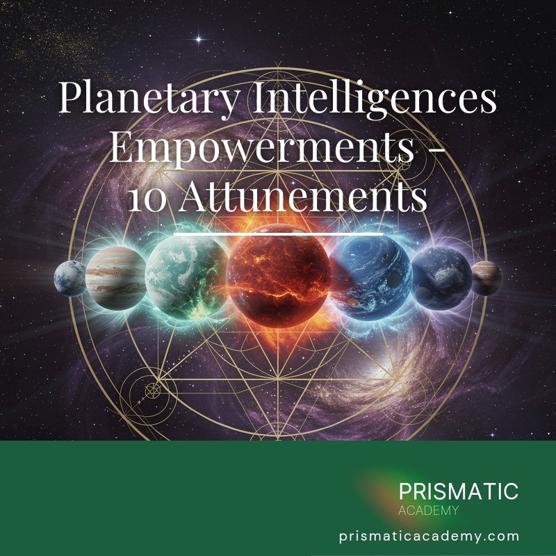 Ten glowing planets in cosmic navy space for the Planetary Intelligences Empowerments attunements