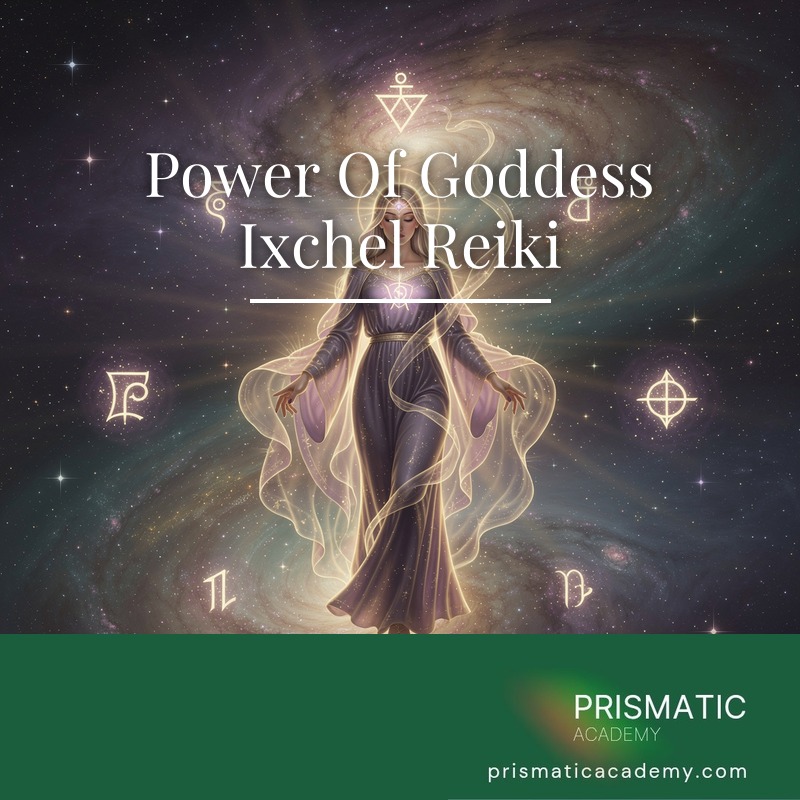 Mayan moon goddess Ixchel with a jaguar and turquoise moon for the Power Of Goddess Ixchel Reiki