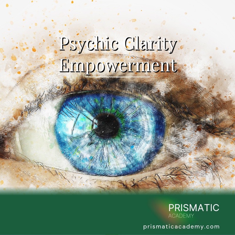 Clear quartz radiating cyan clarity beams for the Psychic Clarity Empowerment