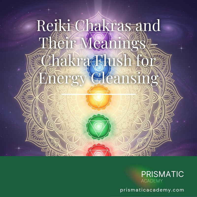 Silhouette with seven glowing rainbow chakra orbs for the Chakra Flush cleansing