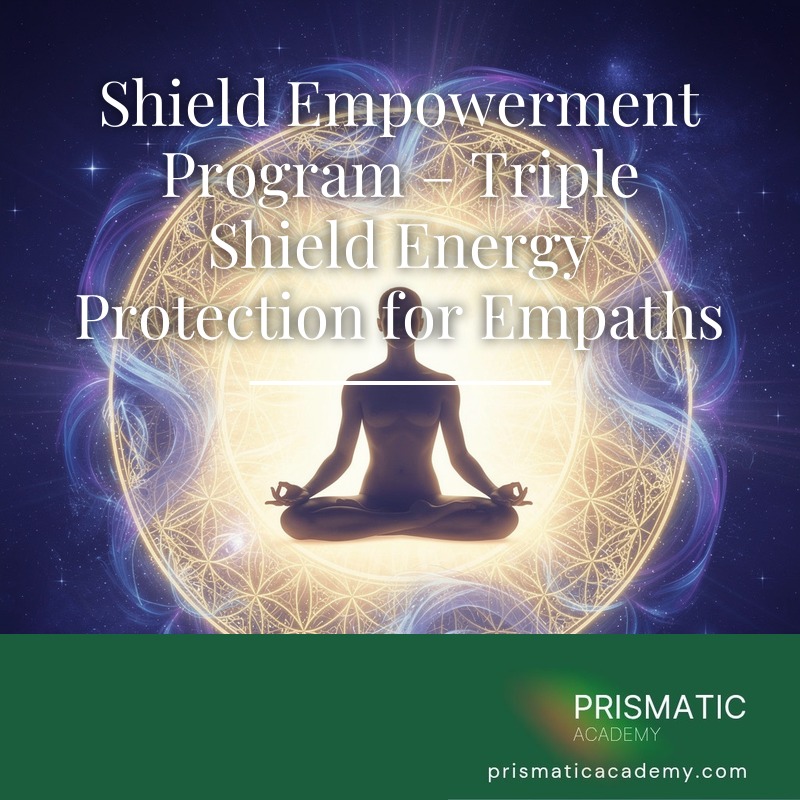 Triple sapphire energy shield surrounding an empath for the Shield Empowerment Program