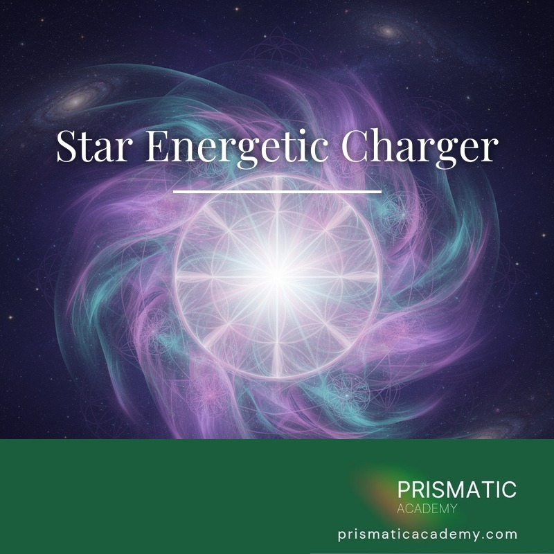 Brilliant cyan-white star radiating energy rays for the Star Energetic Charger