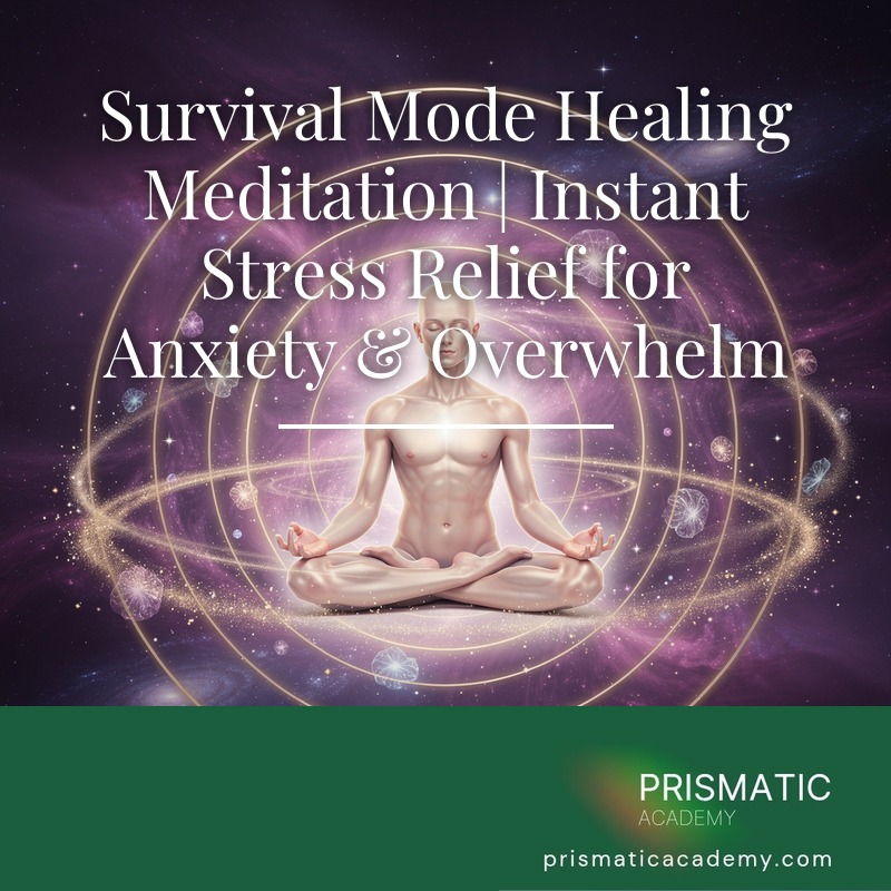 Calm figure with teal aura dissolving a storm for the Survival Mode Healing meditation