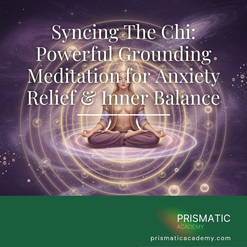Seated figure with jade-green grounding chi roots for the Syncing The Chi meditation