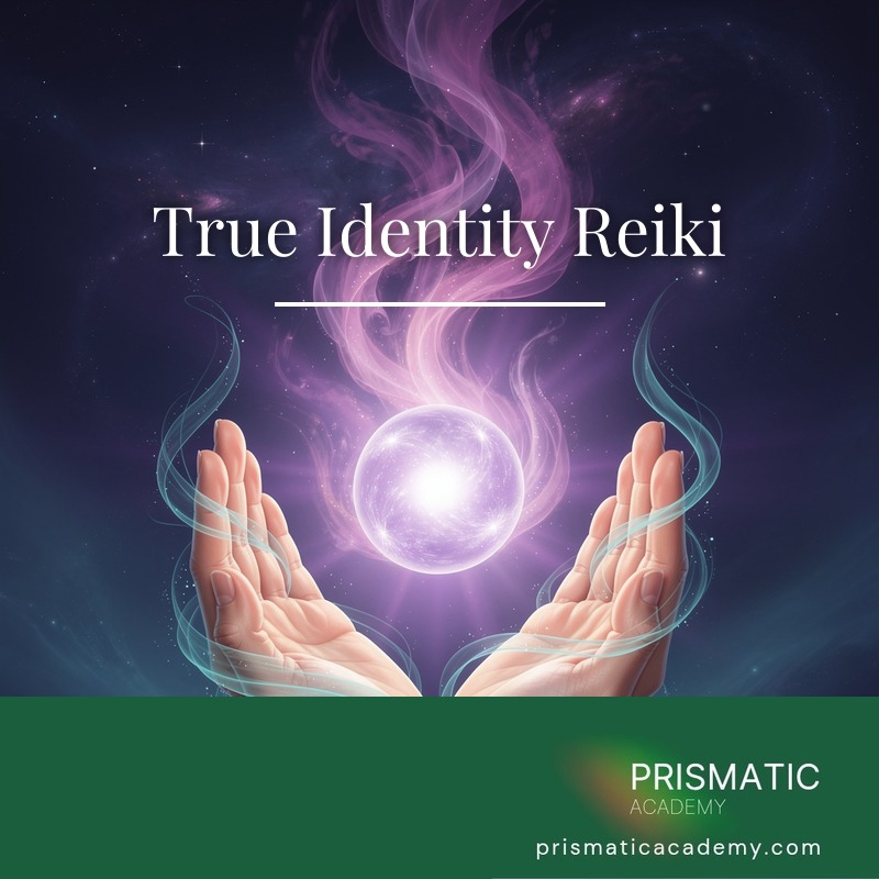 Figure facing a glowing turquoise soul mirror for True Identity Reiki