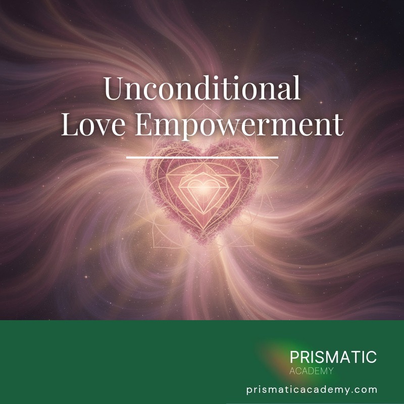 Glowing rose-pink heart of light in cupped hands for Unconditional Love Empowerment