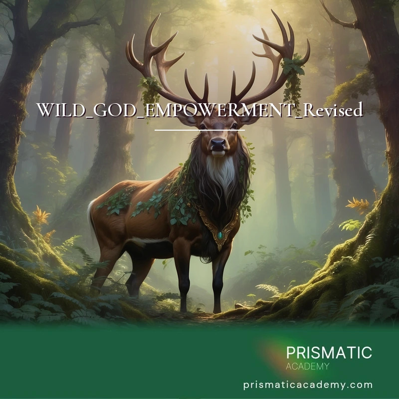 WILD_GOD_EMPOWERMENT_Revised distance Reiki attunement, The Wild God within, the antlered Horned God of nature and the untamed sacred masculine by Prismatic Flower Essences